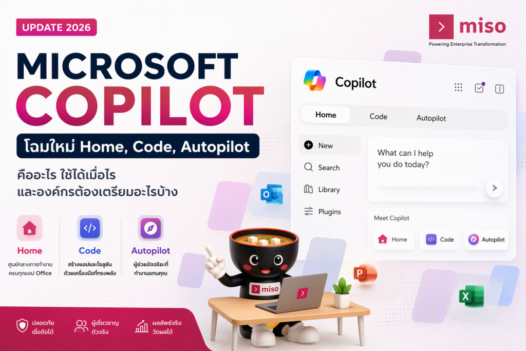 Microsoft Copilot โฉมใหม่ Home Code Autopilot พร้อมหน้าจอ Copilot UI ใหม่ โดย MISO Digital